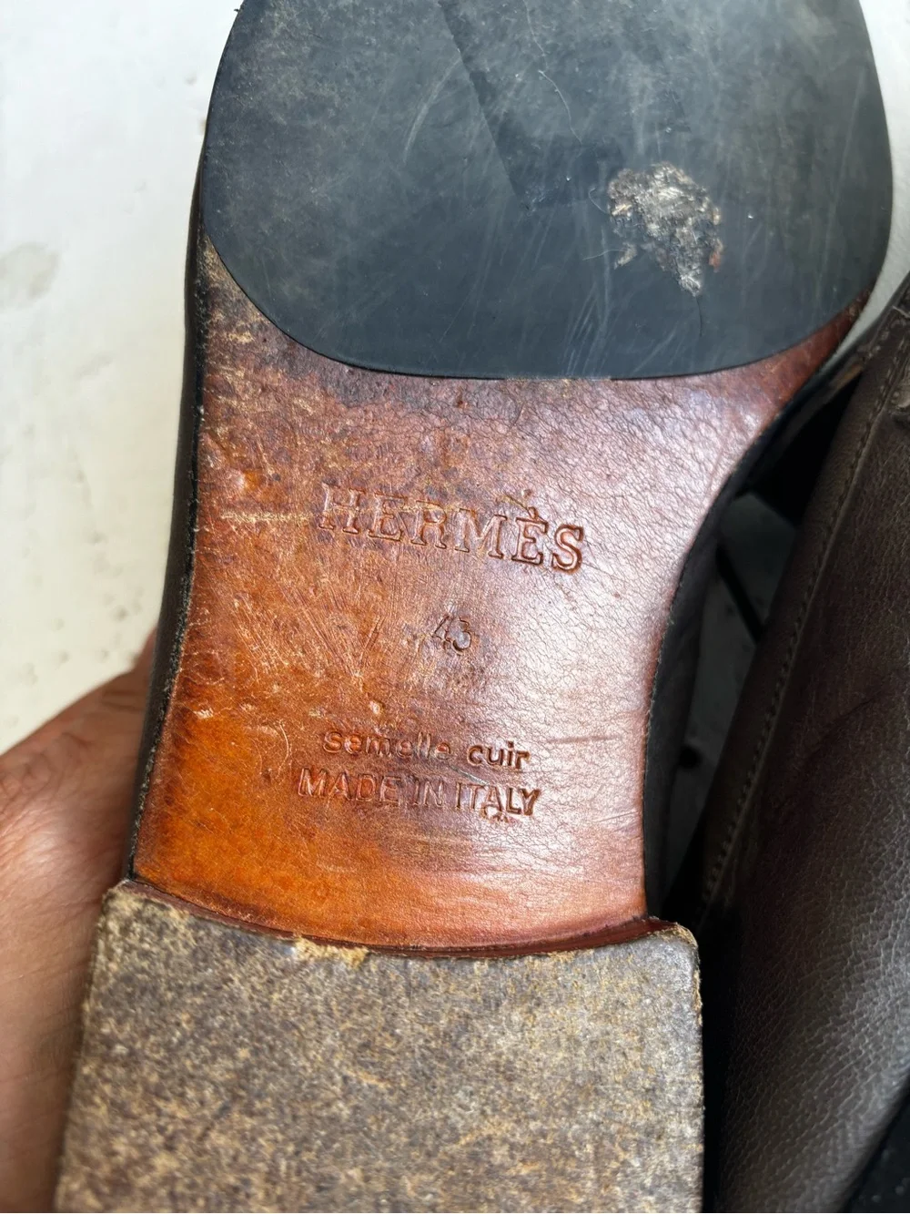 Hermes Dark Brown Leather Penny Loafers